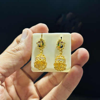 Classic Peacock Art Gold Finish Earrings