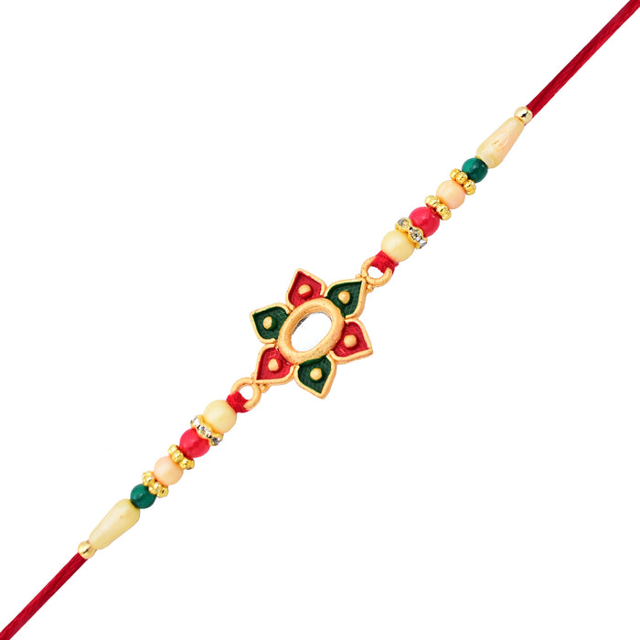 Red And green Flower rakhi