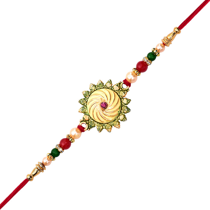 Circle Green Flower Rakhi