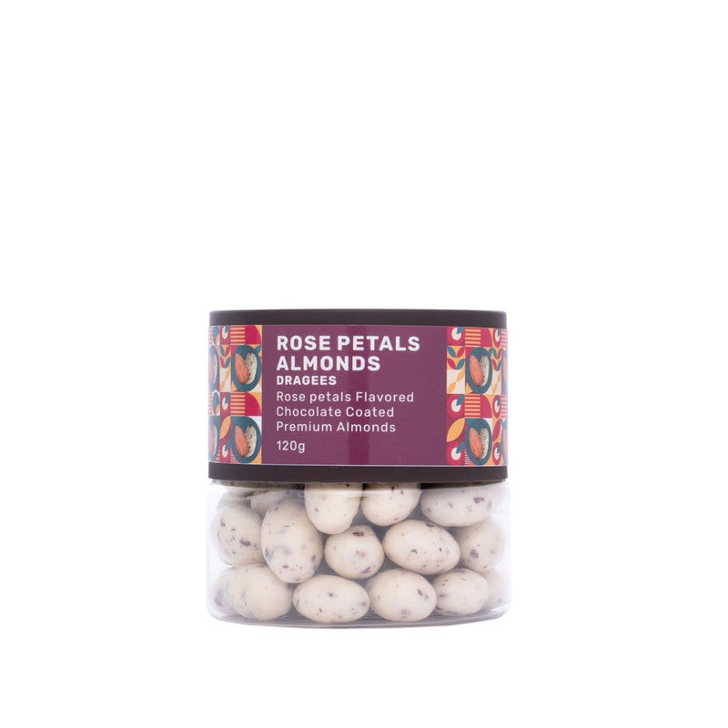 Oracle Nuts & Berry Rose Petals Almond Dragees – Chocolate Coated Premium Almonds – (120gm)