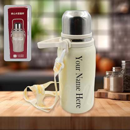 Customize Stainless Steel Vacuum Insulated Water Bottle | Leak Proof Flask for Tea Coffee | Reusable Water Bottle with Hanging Strap | Bottle for Hot & Cold Drinks Wide Mouth Water Flask 1200 ML