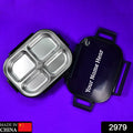4 Compartment Lunch Box – Stainless Steel & Transparent | CustomSpot