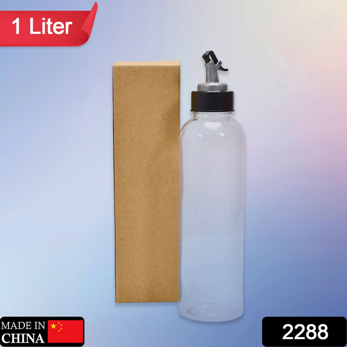 2288 1ltr પ્લાસ્ટિક ઓઇલ ડિસ્પેન્સર ઢાંકણ સાથે - સાફ, ડ્રિપ ફ્રી સ્પાઉટ, નિયંત્રિત ઉપયોગ.