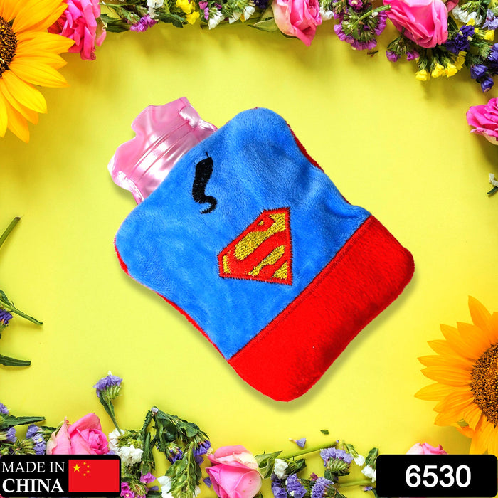 Superman Print Small Hot Water Bag with Cover for Pain Relief