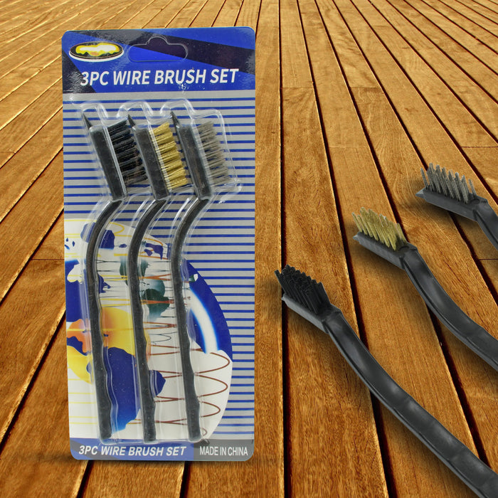 3pcs Mini Wire Brush Set (Steel / Nylon / Brass Brush)