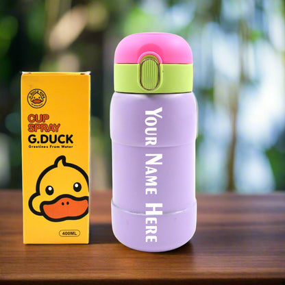 Customize Duck Stainless Steel Water Bottle For Kids Adults Steel Flask Metal Thermos, Spill Proof Cap Closure, BPA Free For School Home Office, Drinkware (1 Pc / Mix Design)