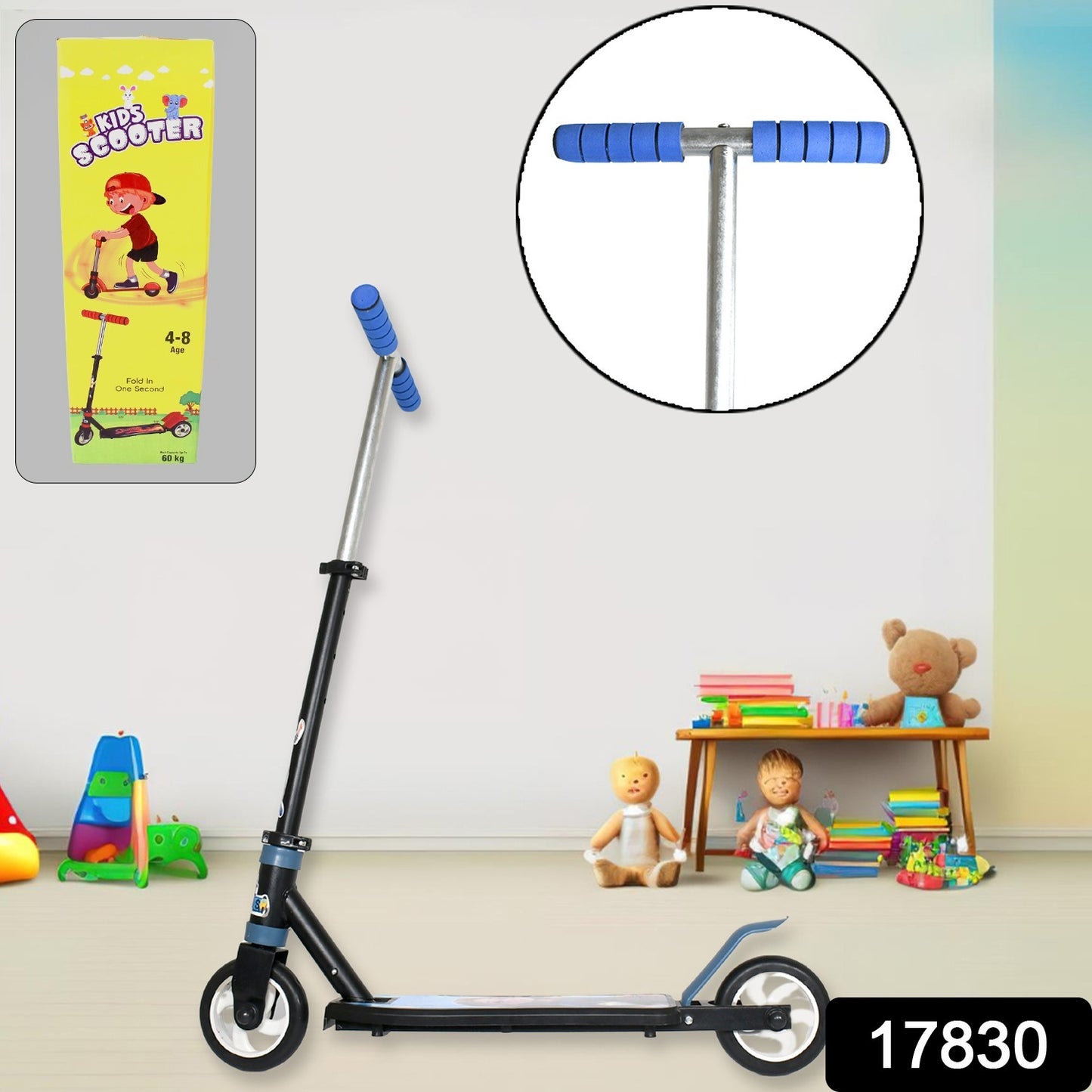 Foldable Kids Ride-On Scooter – 2-Wheel, Height Adjustable (4-8 yrs, Multicolor)