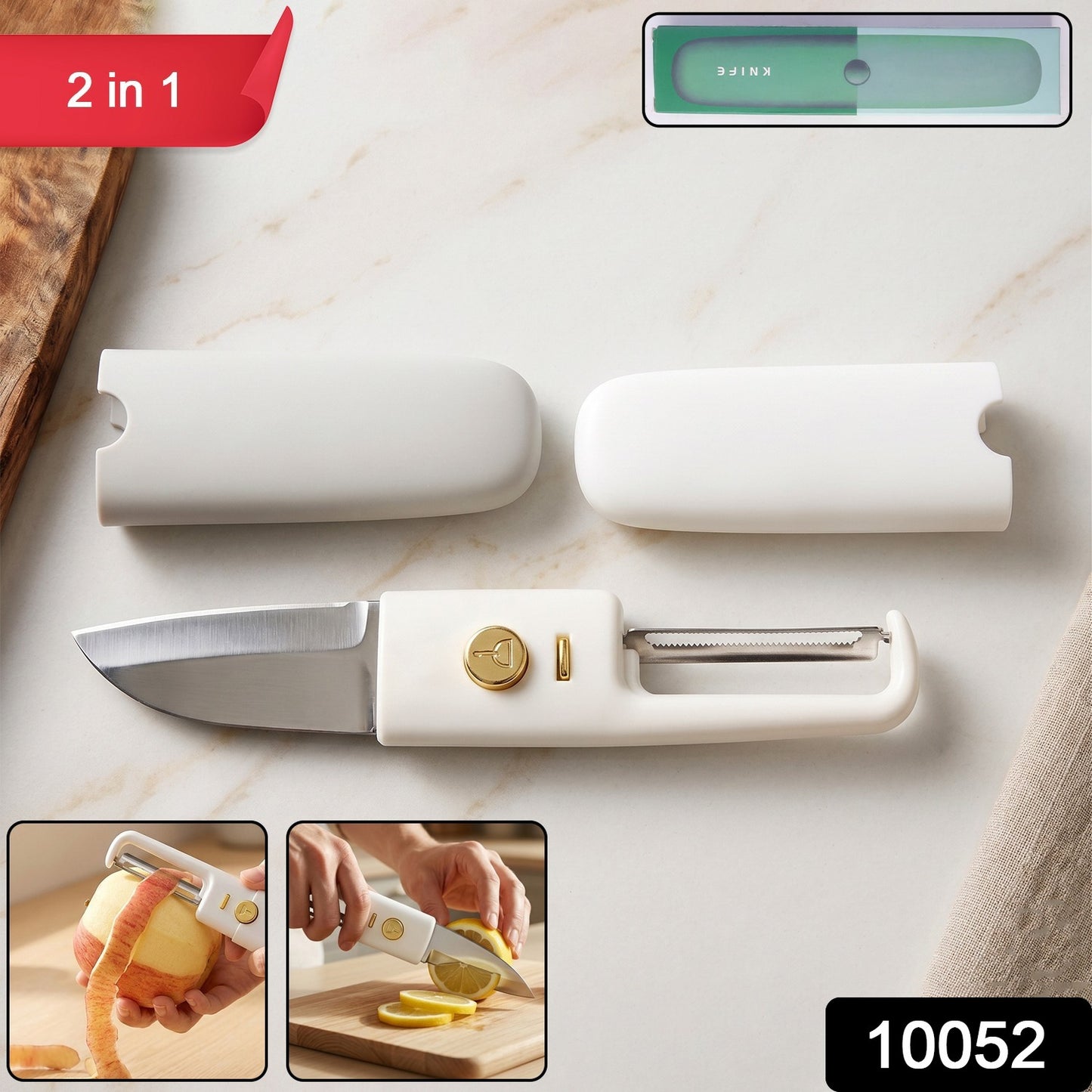 Compact folding multifunctional kitchen knife and peeler