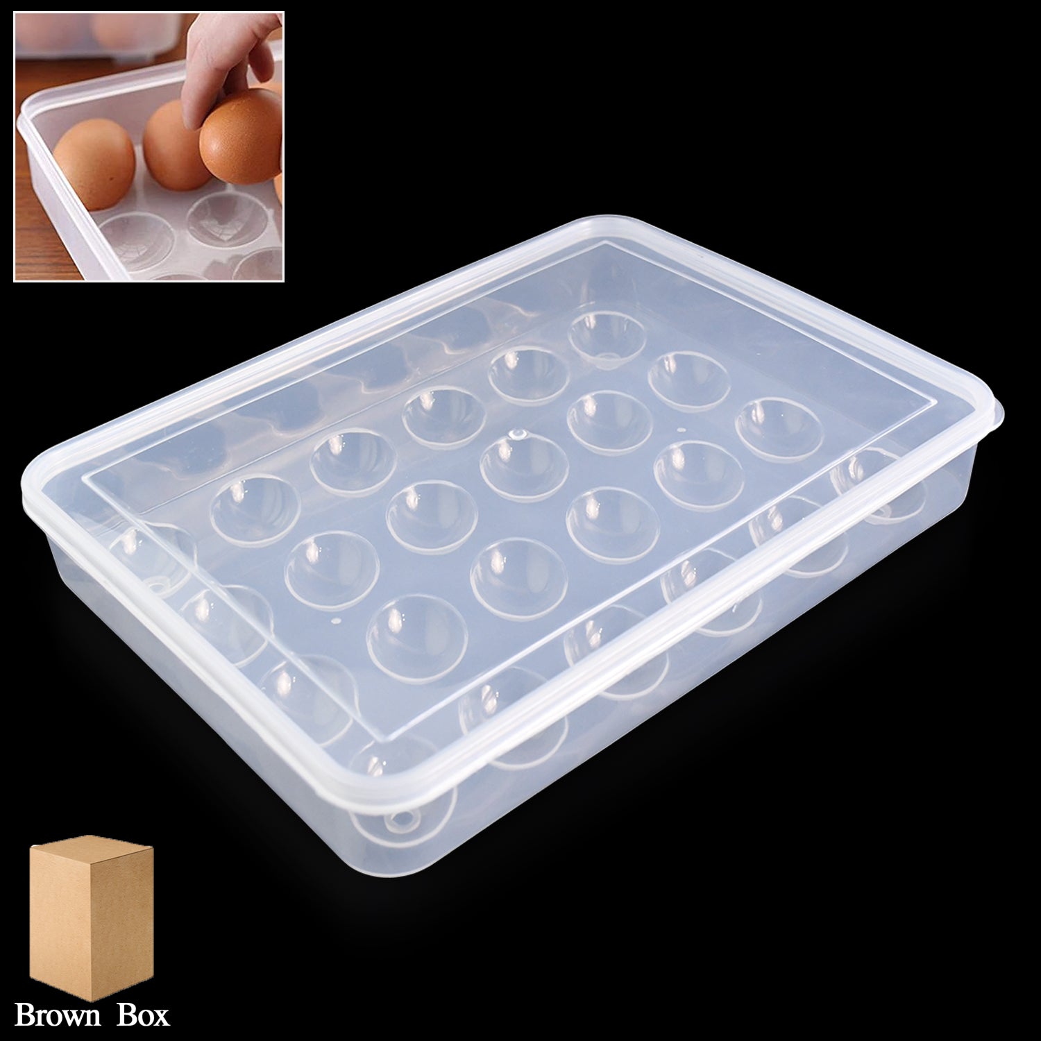 Plastic Egg 24 Grid Storage Container Holder Refrigerator Egg Tray Holds 24 (1 Pc)