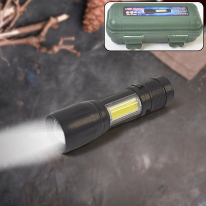 LED USB Rechargeable Mini Flashlight – Ultra-Bright Zoom & COB Side Lantern, Tactical Emergency Light