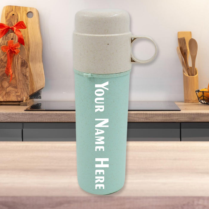 Customize Travel Coffee Cup Portable Water Bottle Wheat Straw Coffee Tea Mug Coffee Mug with Lids for Coffee Tea Portable for School (300 ML Approx)