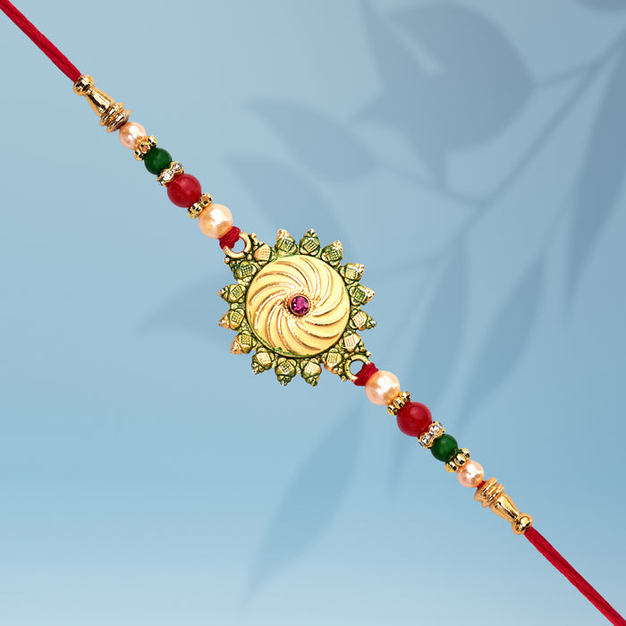 Circle Green Flower Rakhi