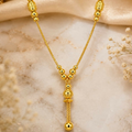 Elegant Gold Plated Beaded Chain Necklace | Traditional Ethnic Fashion Pendant Chain for Women