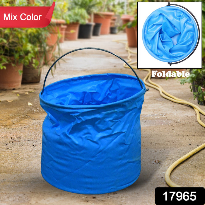 Folding Bucket, Portable, Round Bucket, Simple Bucket, With Handle, Multi-functional, For Outdoor Use, Fishing, Car Washing, Cleaning, Disaster Prevention, Portable, Lightweight, Durable (1 pc / Mix Color)