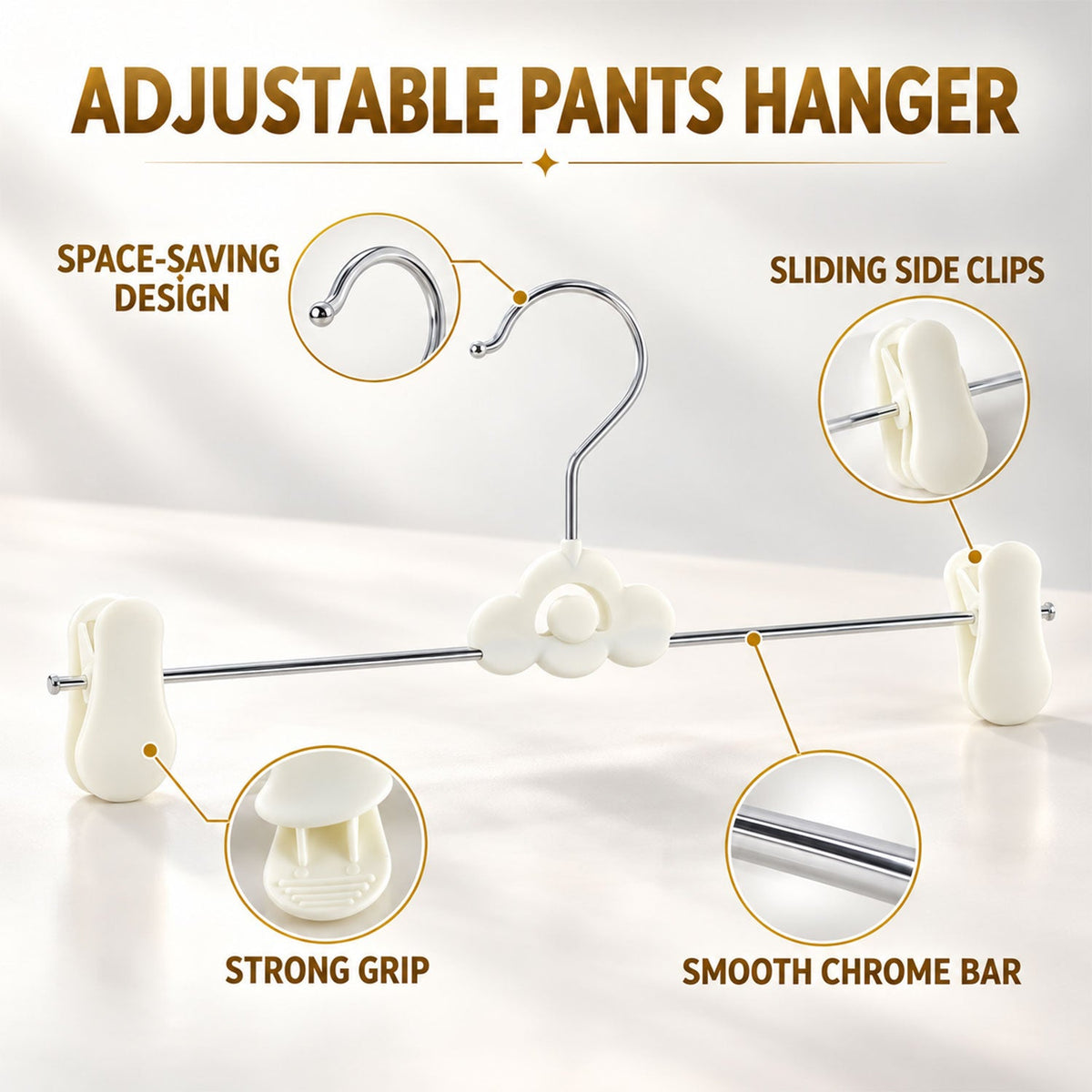 Adjustable Cloud Shape Pants Hangers with Clips for Trousers & Skirts (5 Pc)