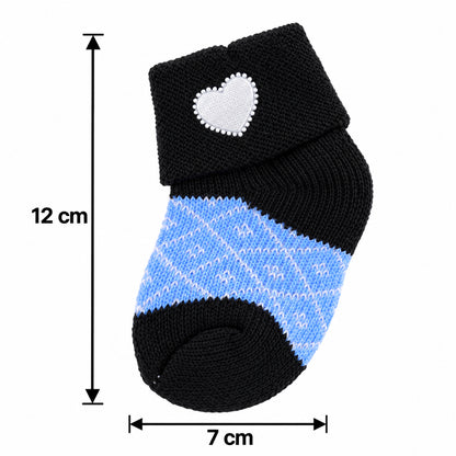 Soft Warm Baby Socks with Heart Design and Folded Cuffs (12 Pairs)