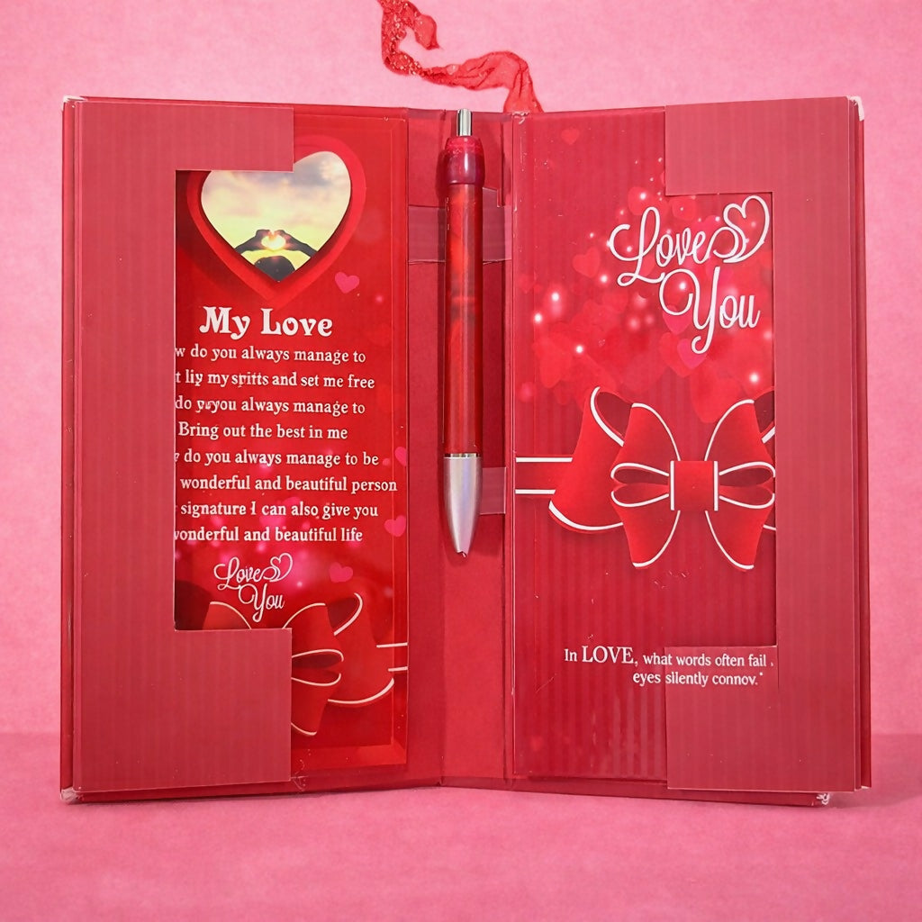 Love Theme Gift Diary with Pen & Message Pages for Couples & Special Moments