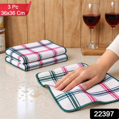 Kitchen Dish Wiping Cloth Set, Waffle Weave Absorbent Utensil Cloths (3 Pc Set)