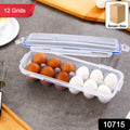 Egg Storage Box – 12-Grid Airtight Refrigerator Organizer