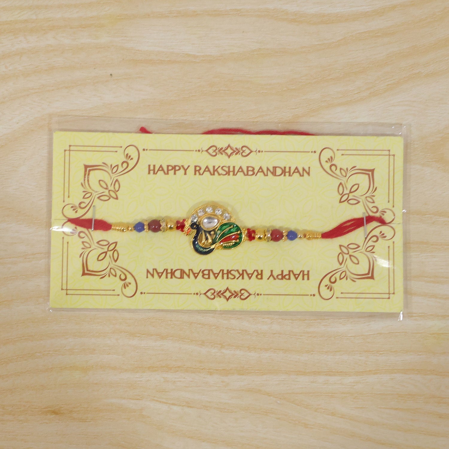 Peacock Stone Kundan Beaded Rakhi for Brother (10pcs)