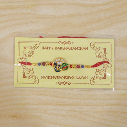 Peacock Stone Kundan Beaded Rakhi for Brother (10pcs)