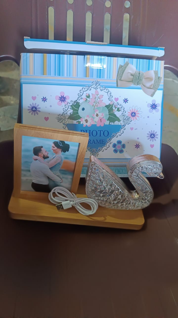 Duck Shape Cystal Led Lamp & Photo Frame Night Lamp | Wedding Gift | love couple