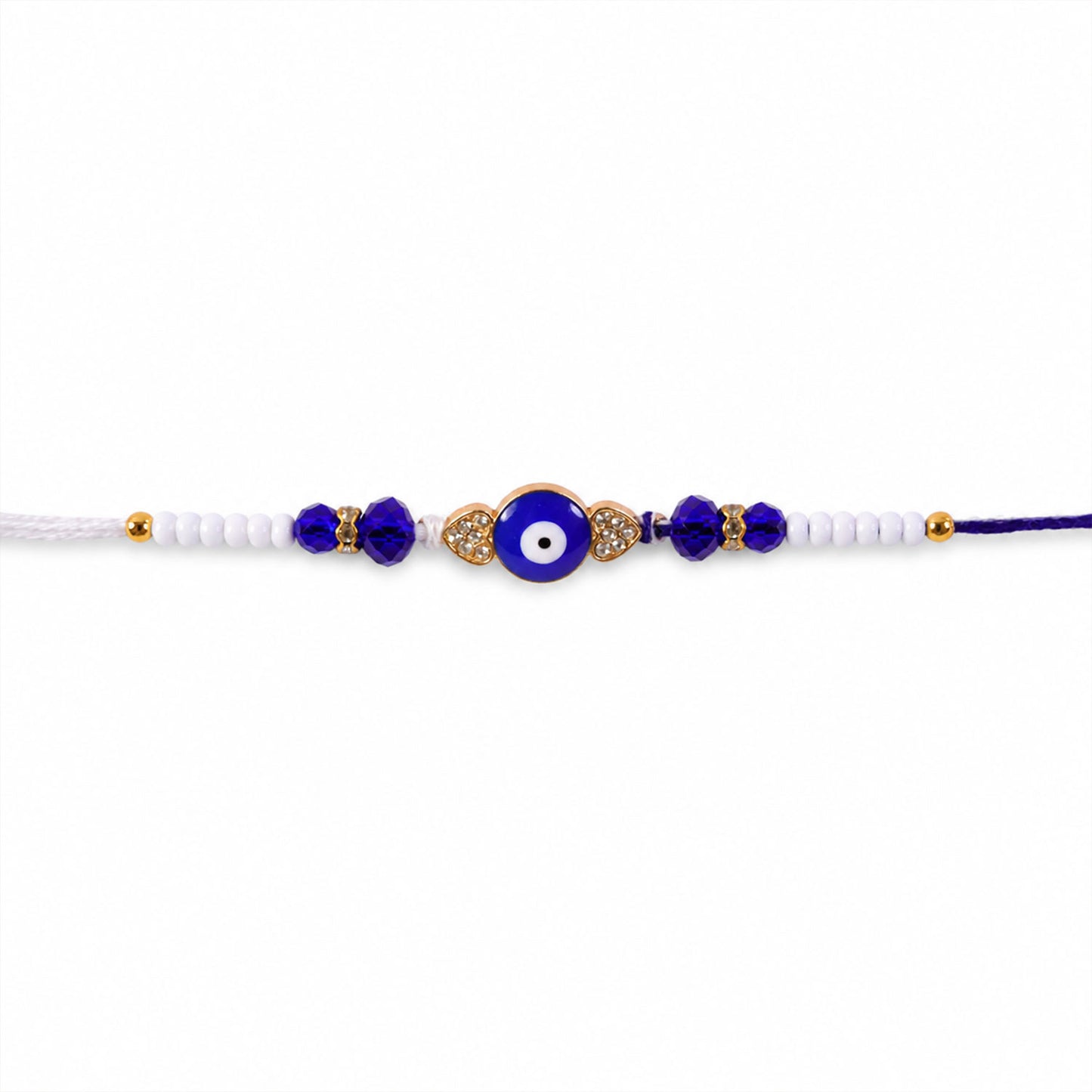 Nazar Evil Eye Heart Studded Crystal Beads Designer Rakhi