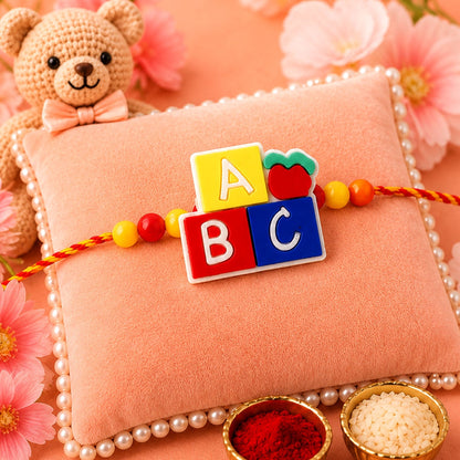 Kids Beaded Rakhi for Brother - Alphabet Blocks Cartoon Design (5pcs)