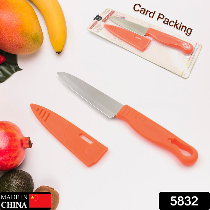 1pc Simple Stainless Steel Fruit Knife Candy-colored Kitchen Knife