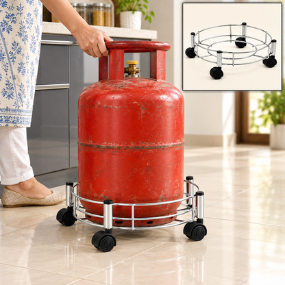 Gas Cylinder Trolley – Stainless Steel with Heavy-Duty Wheels | Indo Glow