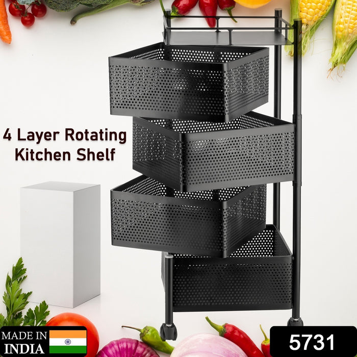 Metal High Quality Kitchen Trolley Kitchen Organizer Items and Kitchen Accessories Items for Kitchen Rack Square Design for Fruits & Vegetable Onion Storage Kitchen Trolley with Wheels (4 Layer / 3 Layer)
