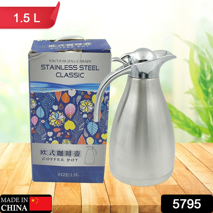 Vacuum Insulated Kettle Jug, Vacuum Insulated Thermos Kettle Jug Insulated Vacuum Flask, Vacuum Kettle Jug Stainless Steel For Milk, Tea, Beverage Home Office Travel Coffee (2.5 LTR, 1.5 LTR, 2 LTR) (1Pc)
