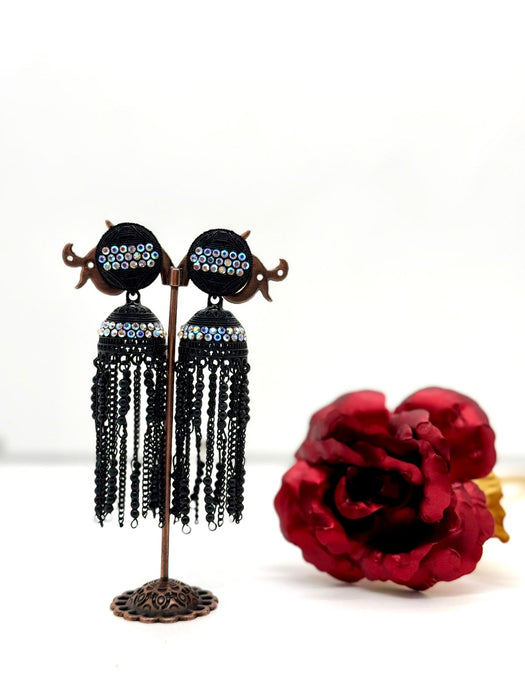 Elegant Diamond-Studded Jhumka Earrings