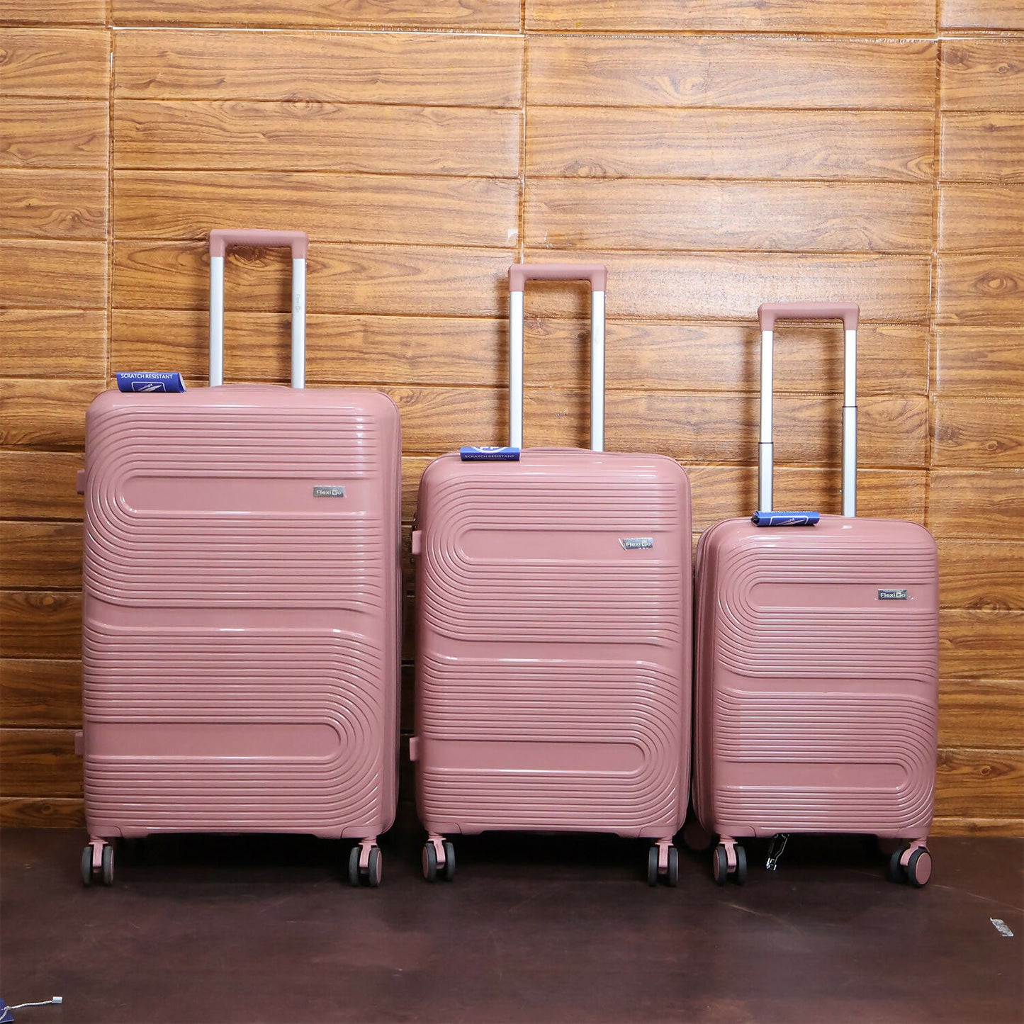 Rose Gold Hard Shell Cabin Trolley Suitcase with Telescopic Handle & 8 Wheels