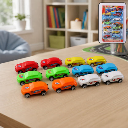 Super City Car Racer Pull-Back Toy Cars Set of 12 - Multicolor