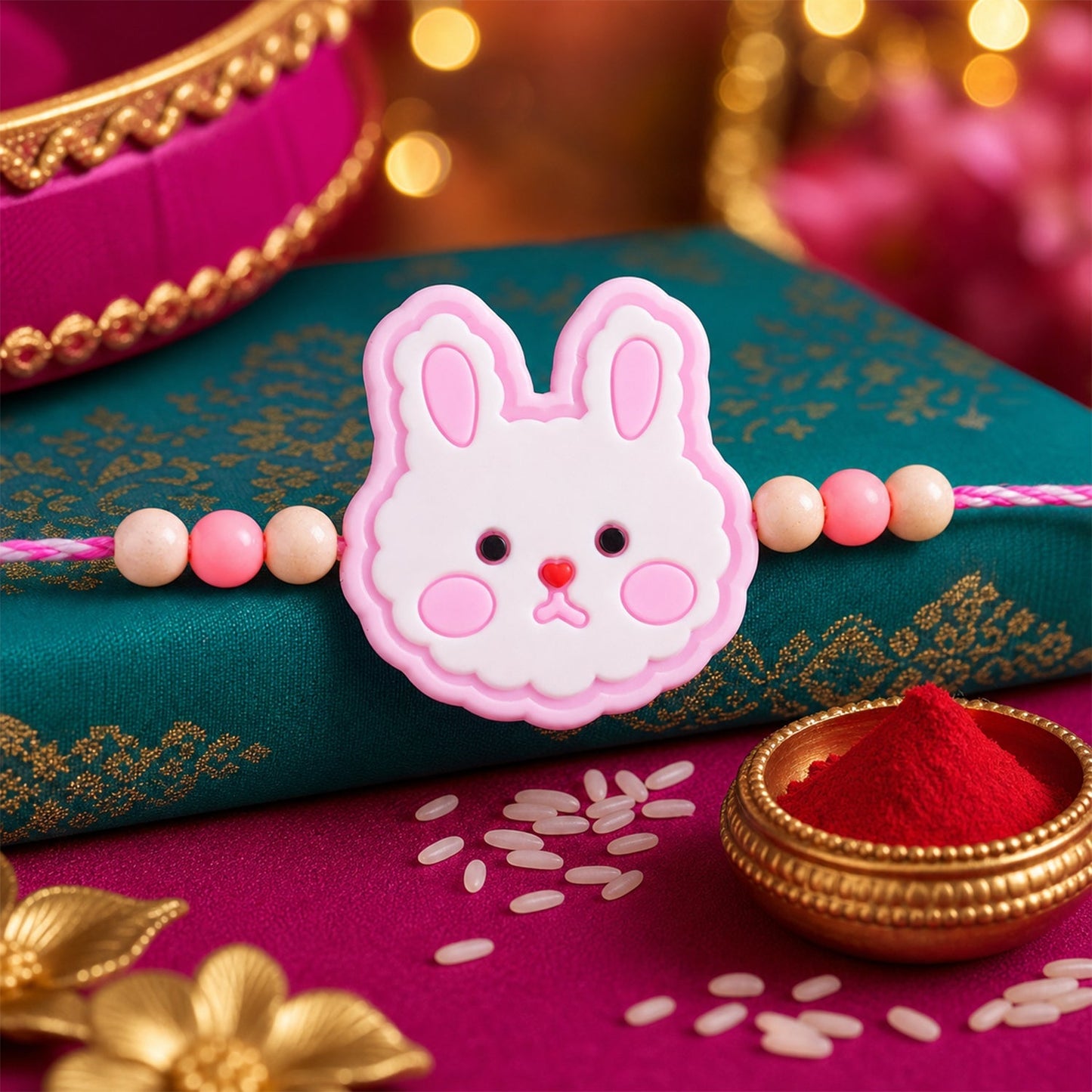 Bunny Character Kids Beaded Rakhi for Brother Designer Style (10pcs)
