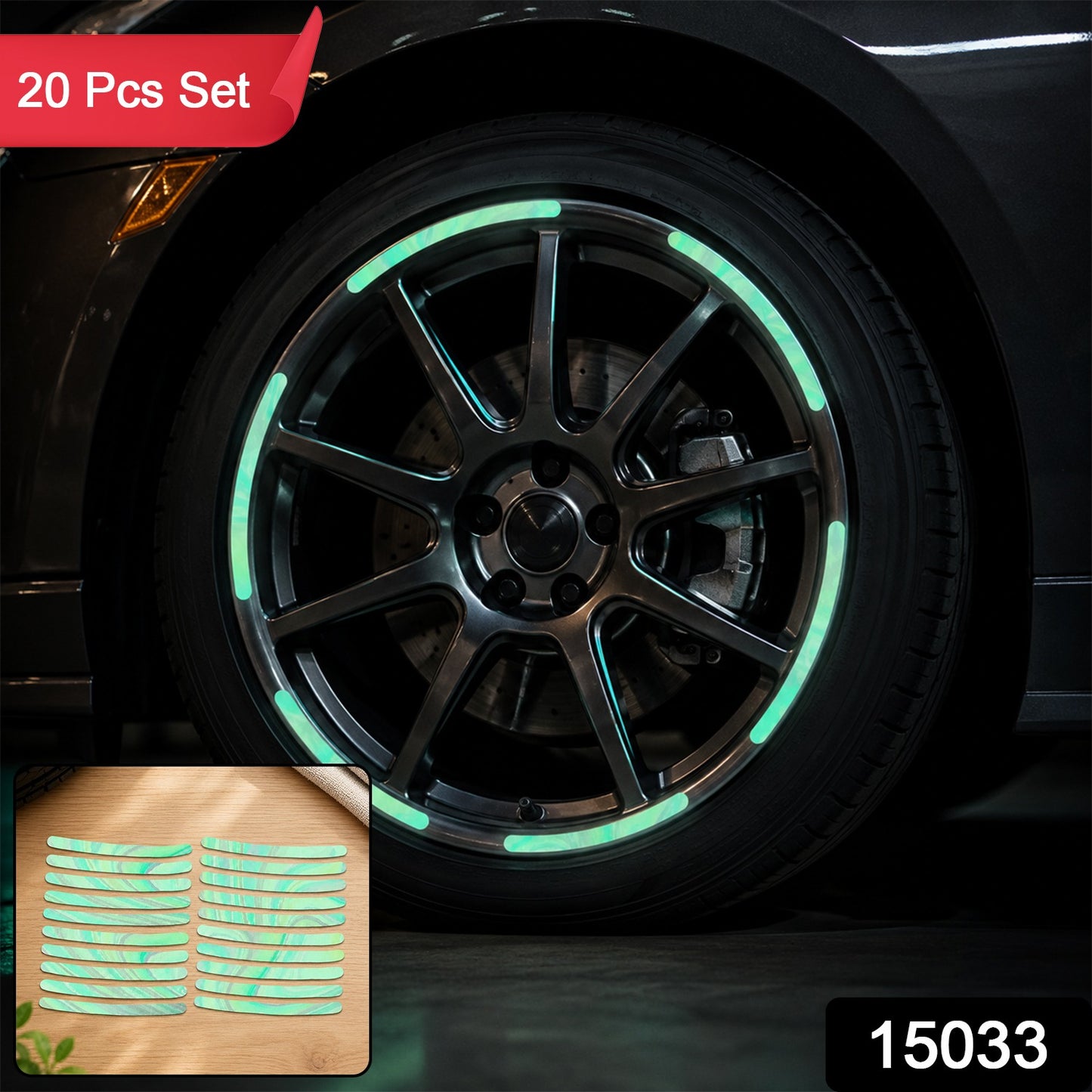 Multicolored wheel stickers night safety