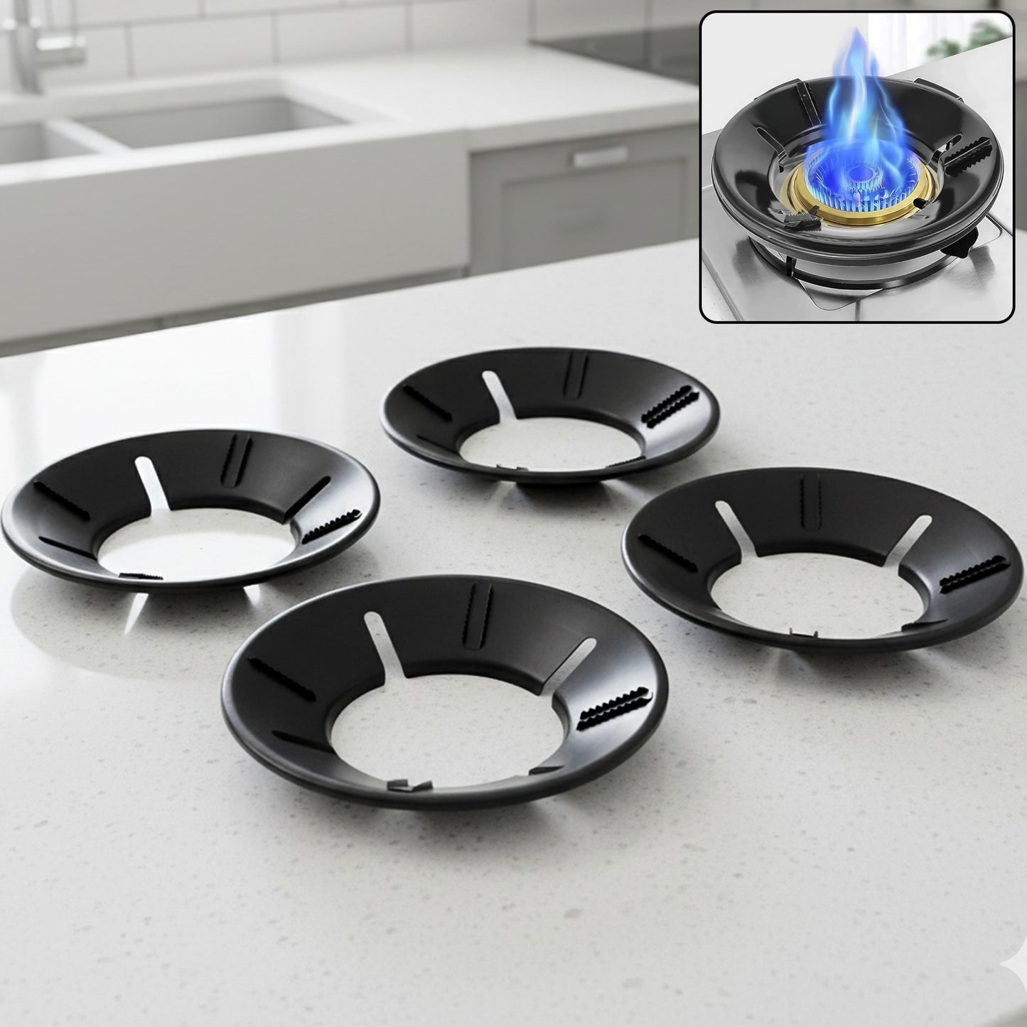 Gas Stove Flame Protector Ring (25 x 25 cm, 4 Pc)