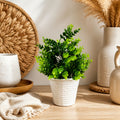 Artificial Green Leaf Plant Decorative White Pot Home Office Table Centerpiece Decor