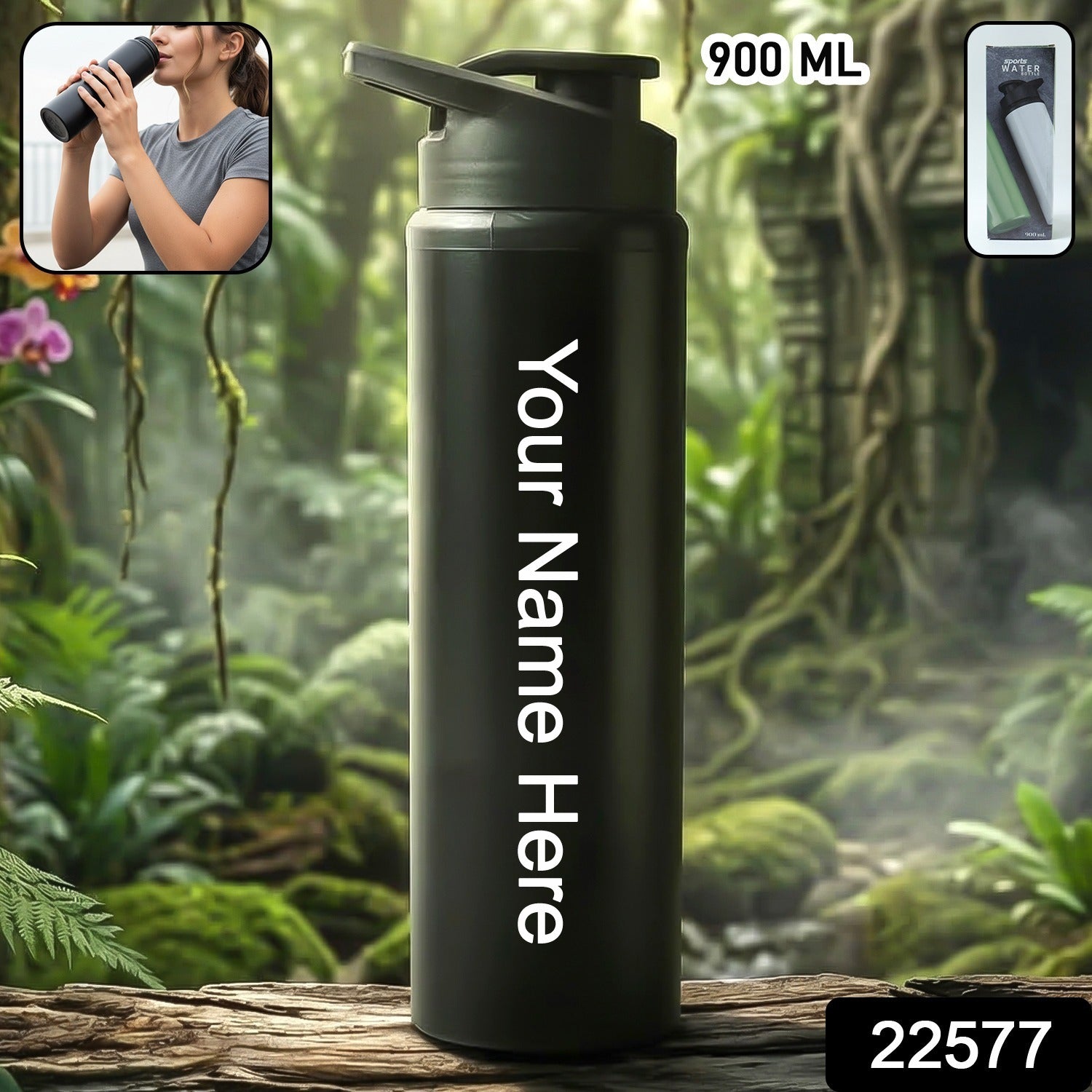 Customized Premium Stainless Steel Sports Water Bottle with Flip Top Lid 900 ML