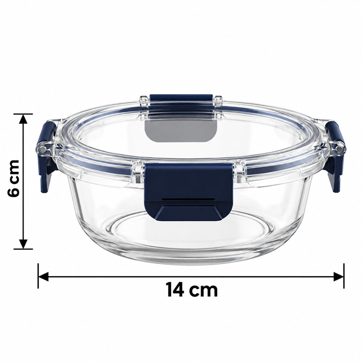 Cello 400ml Round Glass Food Storage Container with Smart Lock Lid (1 Pc)