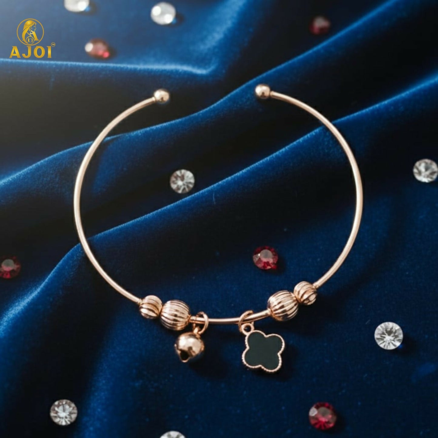 Adjustable Rose Gold Plated Charm Bracelet