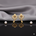 Gold-Plated Grid Design Stud Earrings – Elegant Lightweight Jewelry