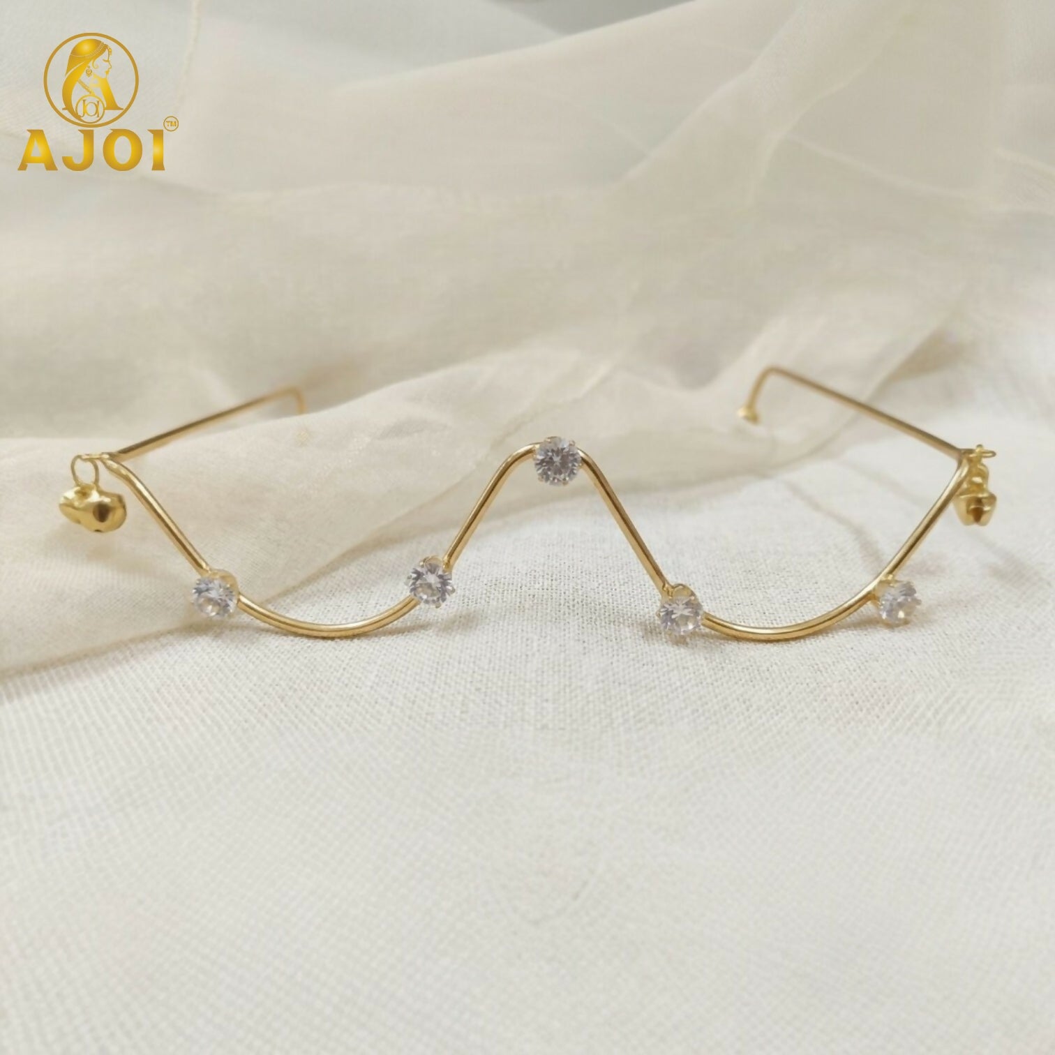 Gold plated crystal zigzag fashion goggles side view