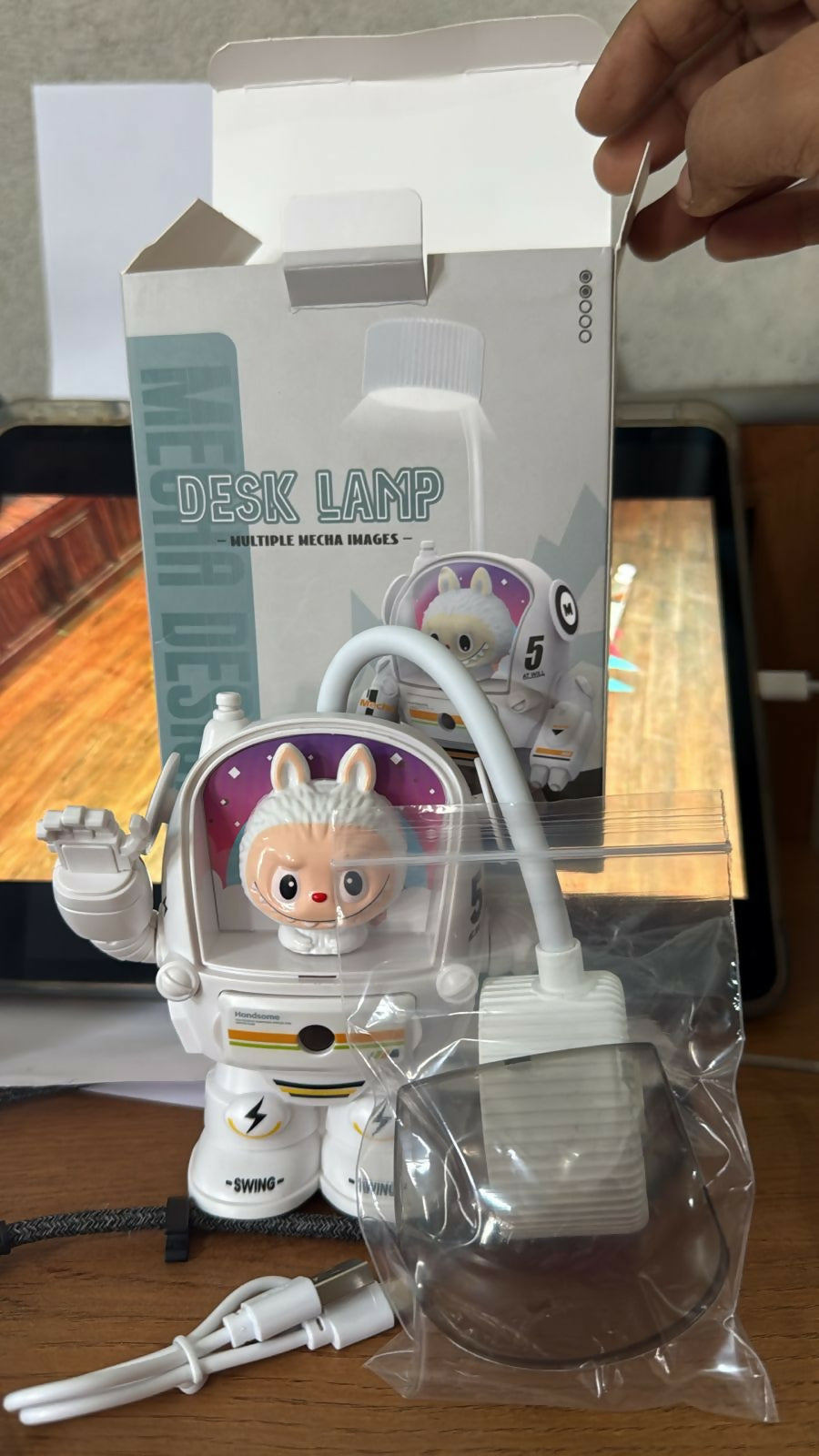 White Astronaut Desk Lamp with Pencil Sharpener and LED Light