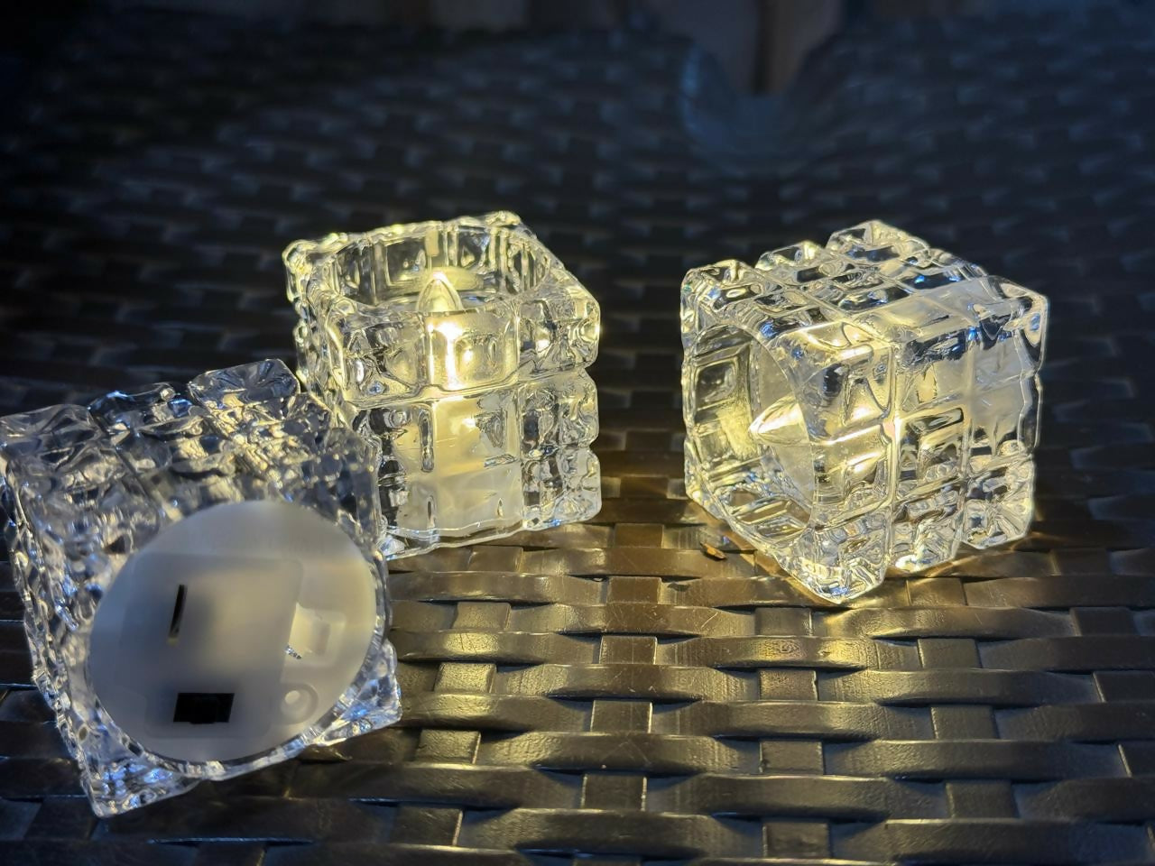 Set of 24 Square Crystal LED Tealight Candles | Battery Operated Flameless Decorative Lights | Warm Yellow Glow for Diwali, Pooja, Wedding, Home Décor, Parties & Festivals
