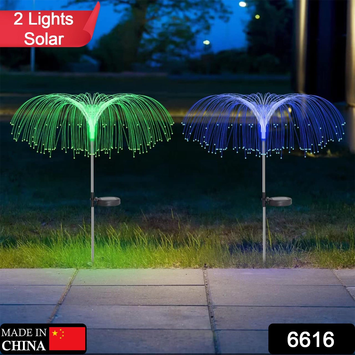 Solar Outdoor Lights – 7-Color Waterproof Jellyfish Like Firework Home Decor (2pcs)