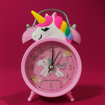 Pink Unicorn Twin Bell Alarm Clock for Kids Bedroom & Study Table