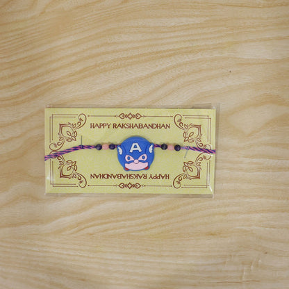 Kids Rakhi Superhero Face Beaded Thread for Brother (5pcs)