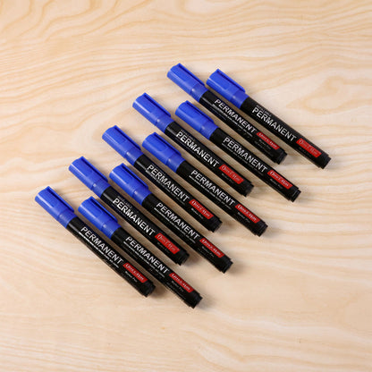 Refillable Permanent Marker Pen – Blue Ink, 10 Piece Combo